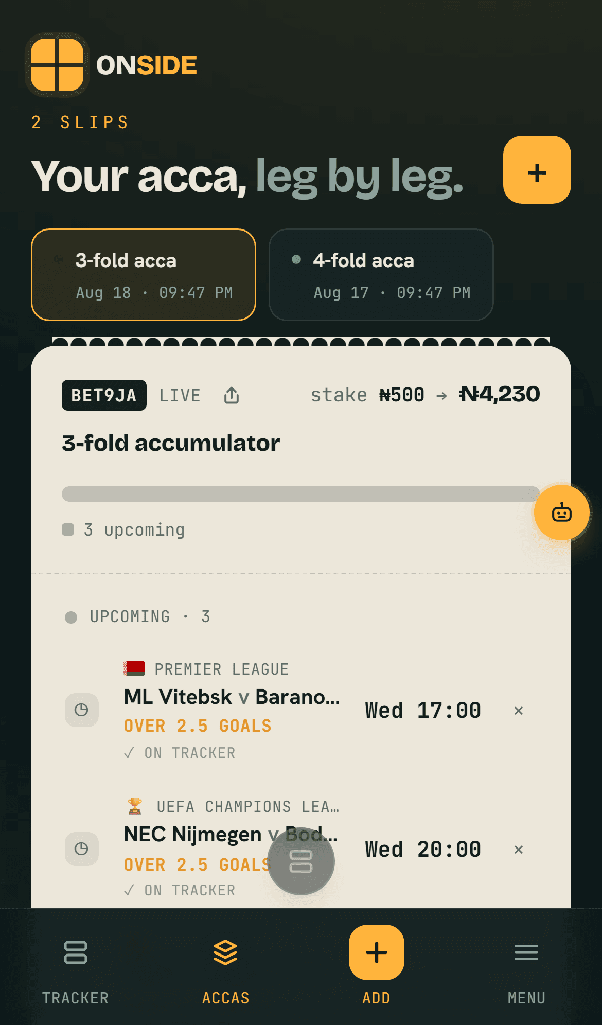 Accas with a pulse — and a rebet button.